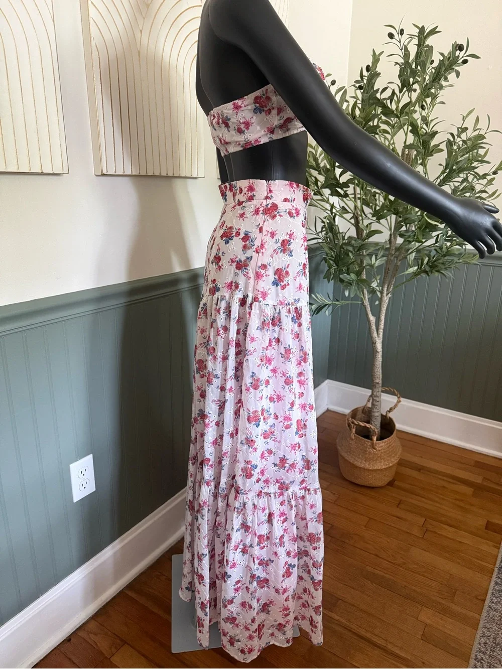 Floral Two-Piece Maxi Skirt Set | Strapless | Cottagecore Boho Romance - Picture 10 of 11